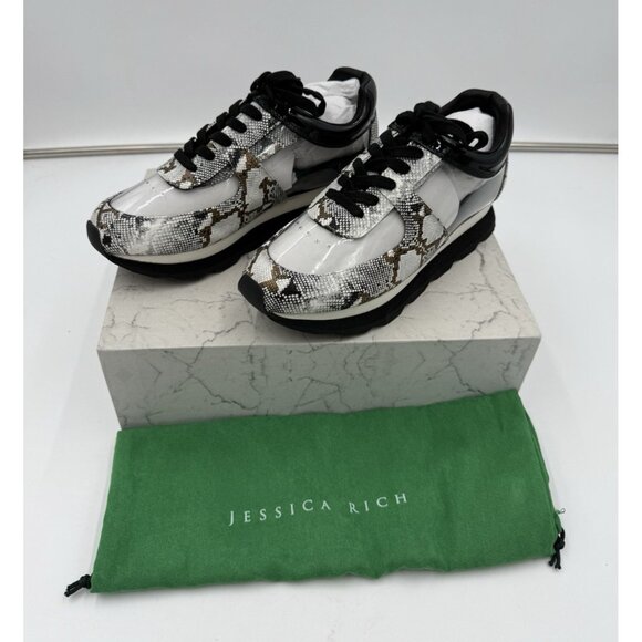 Jessica Rich Womens Sneaker Transparent Gold Snake Size EU 36 USA 5.5 6 New - Picture 1 of 10
